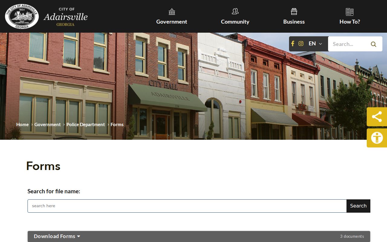 Adairsville Police Department record forms library
