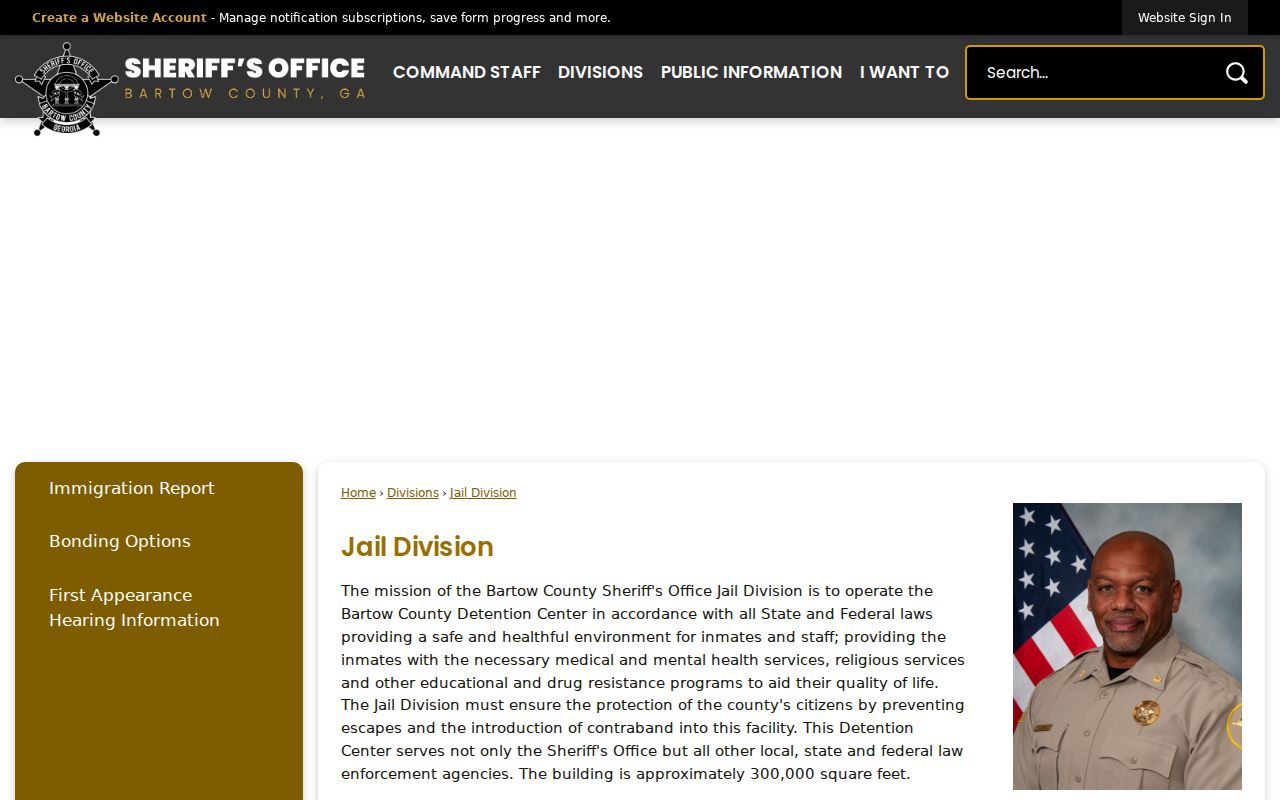 Bartow Jail Division information tied to county arrest records