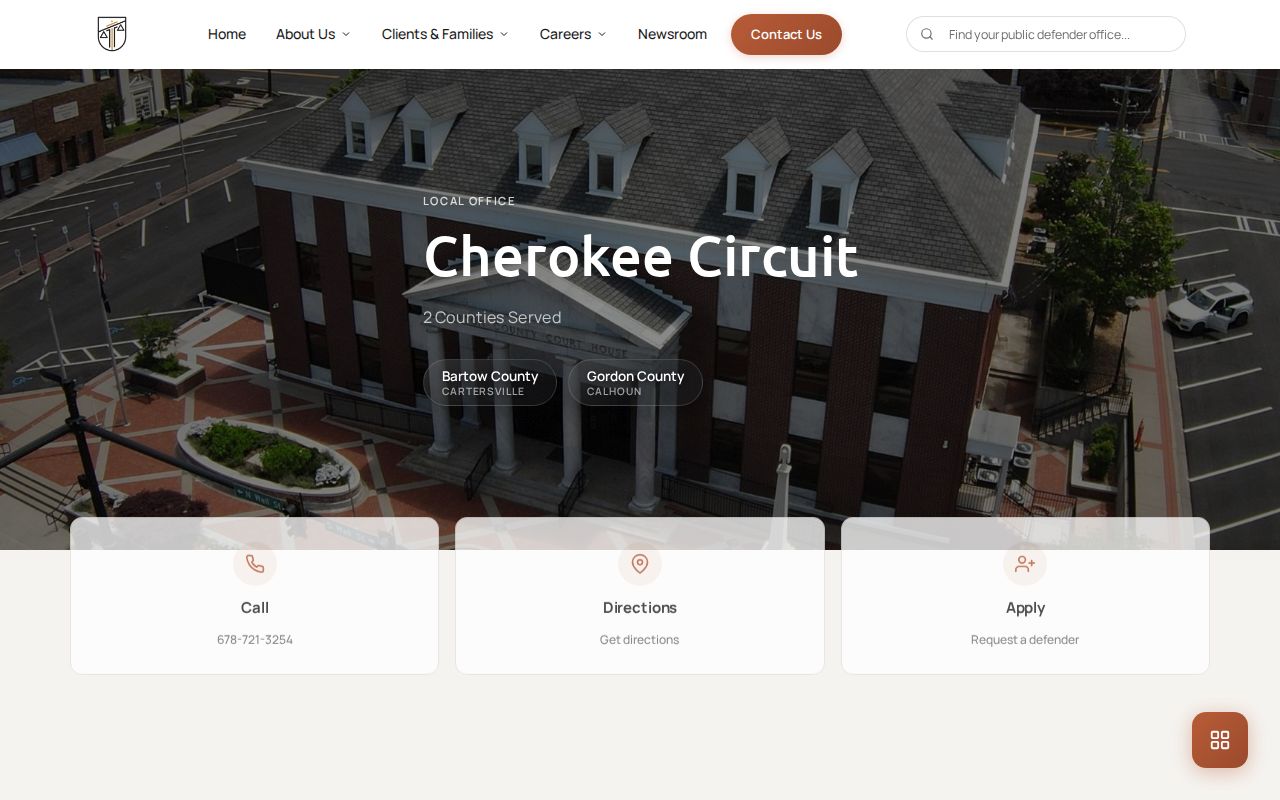 Cherokee Circuit Public Defender information for Bartow County criminal cases