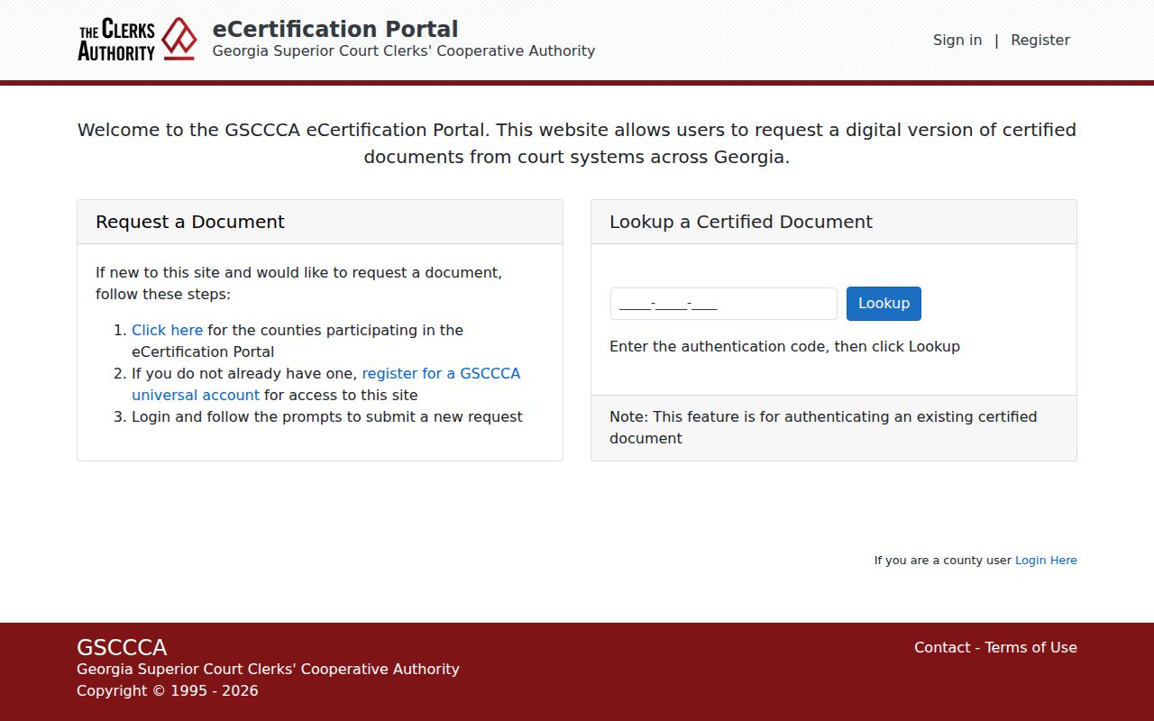 GSCCCA certified Bartow County criminal court document ordering
