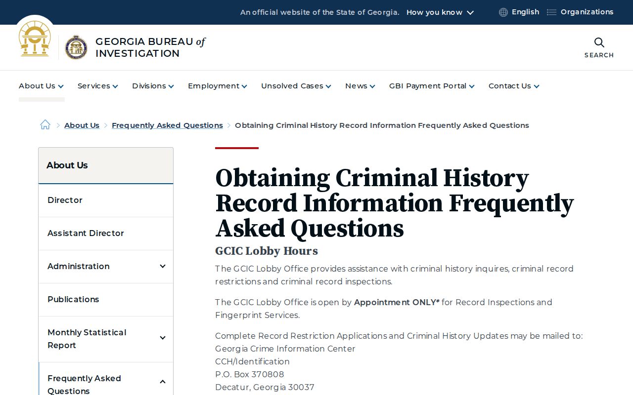 Georgia criminal history record information guidance