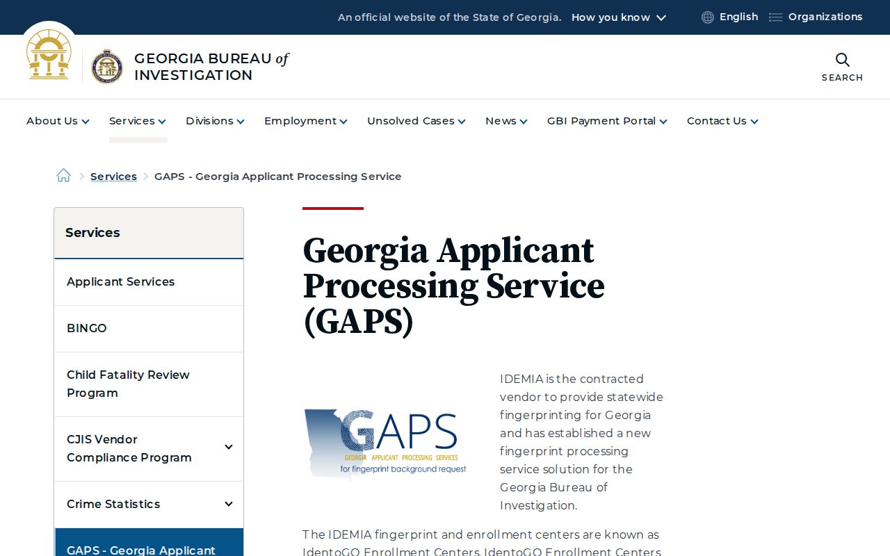 Georgia Applicant Processing Service official page